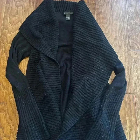 INC International Concepts Sweaters - INC International Concepts Black Ribbed Cardigan Sweater
